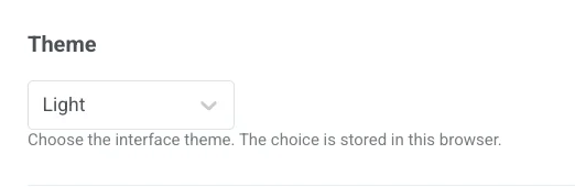 Interface theme selector set to Light in Account settings