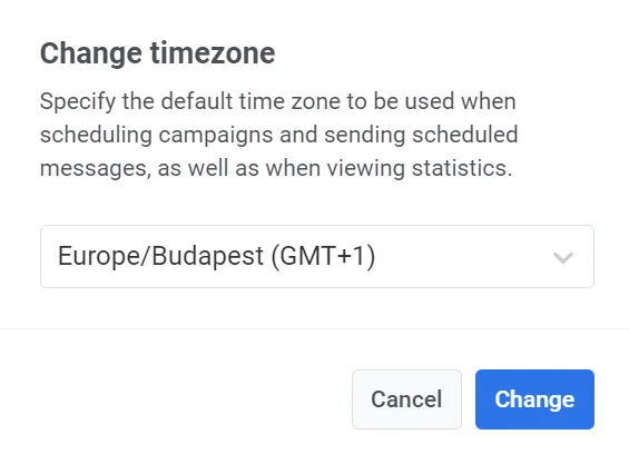 डिफ़ॉल्ट टाइम ज़ोन चयन पॉप-अप