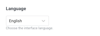 Interface language selector in Account settings