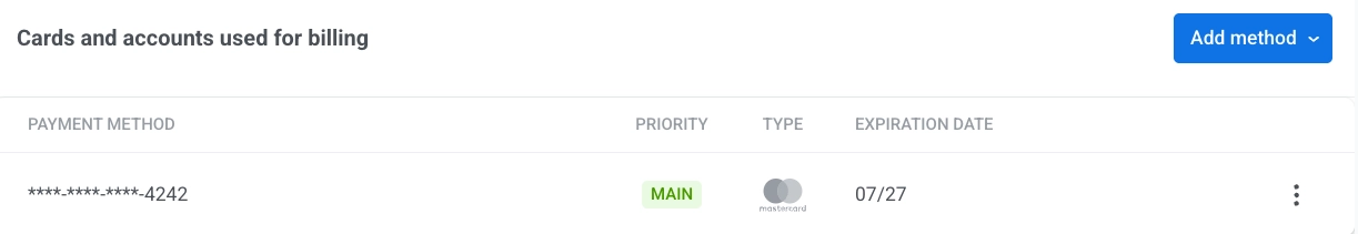 Billing Payment methods tab with the PayPal authorization window opened after selecting PayPal.