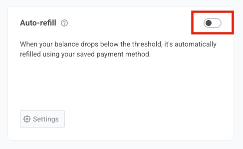 Auto refill toggle switch in AI wallet settings