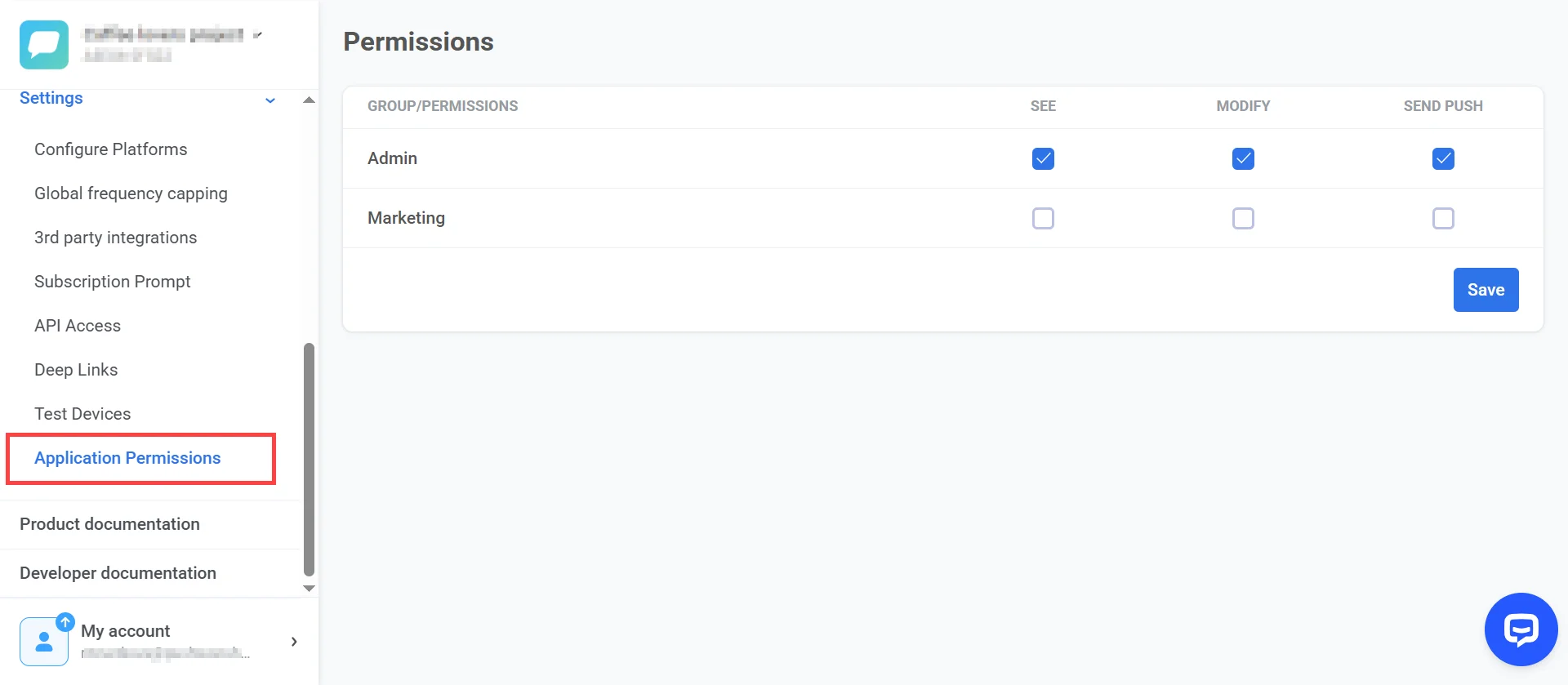Pushwoosh 特定应用权限设置