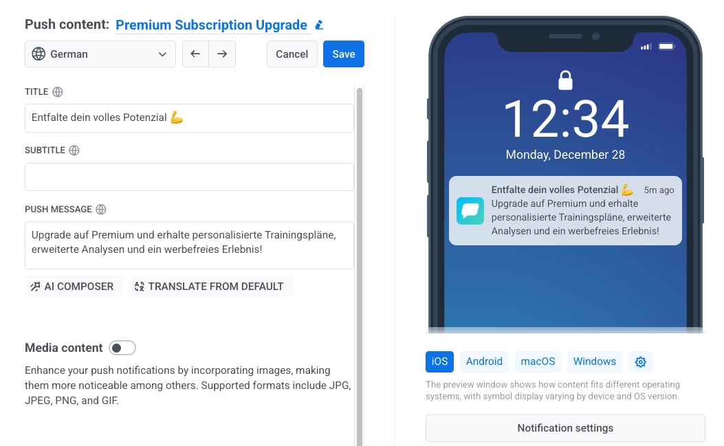 AI translated content inserted into language fields