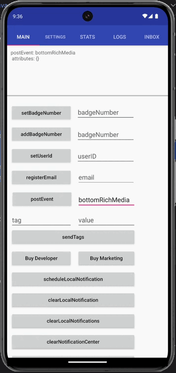 Android modal displayed at bottom with fade out dismissal and slide up animation
