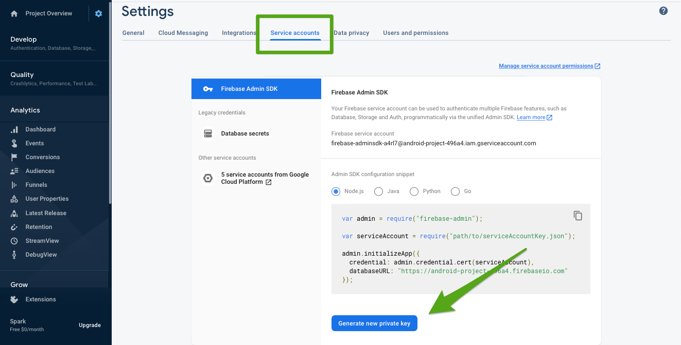 Import FCM Service Account Key in Pushwoosh