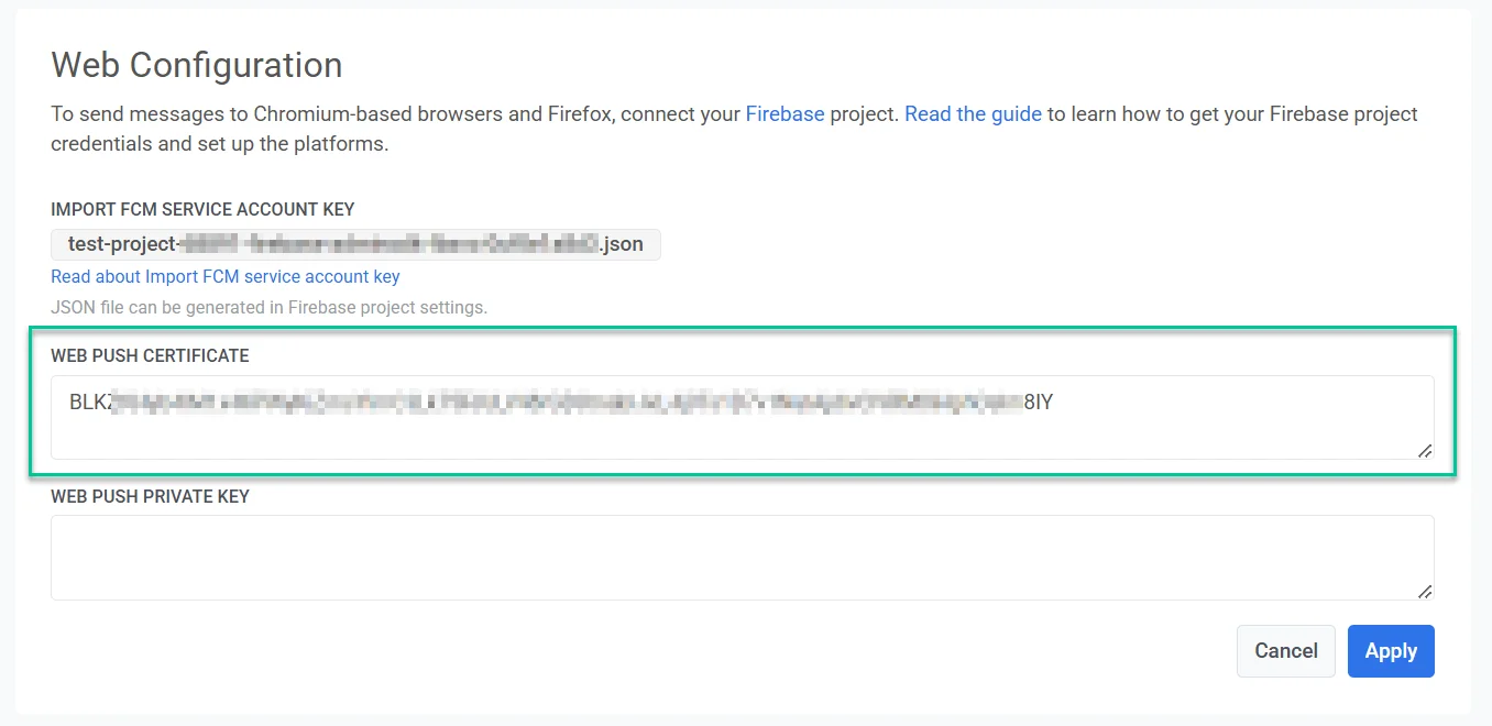 Вставьте сгенерированную пару ключей