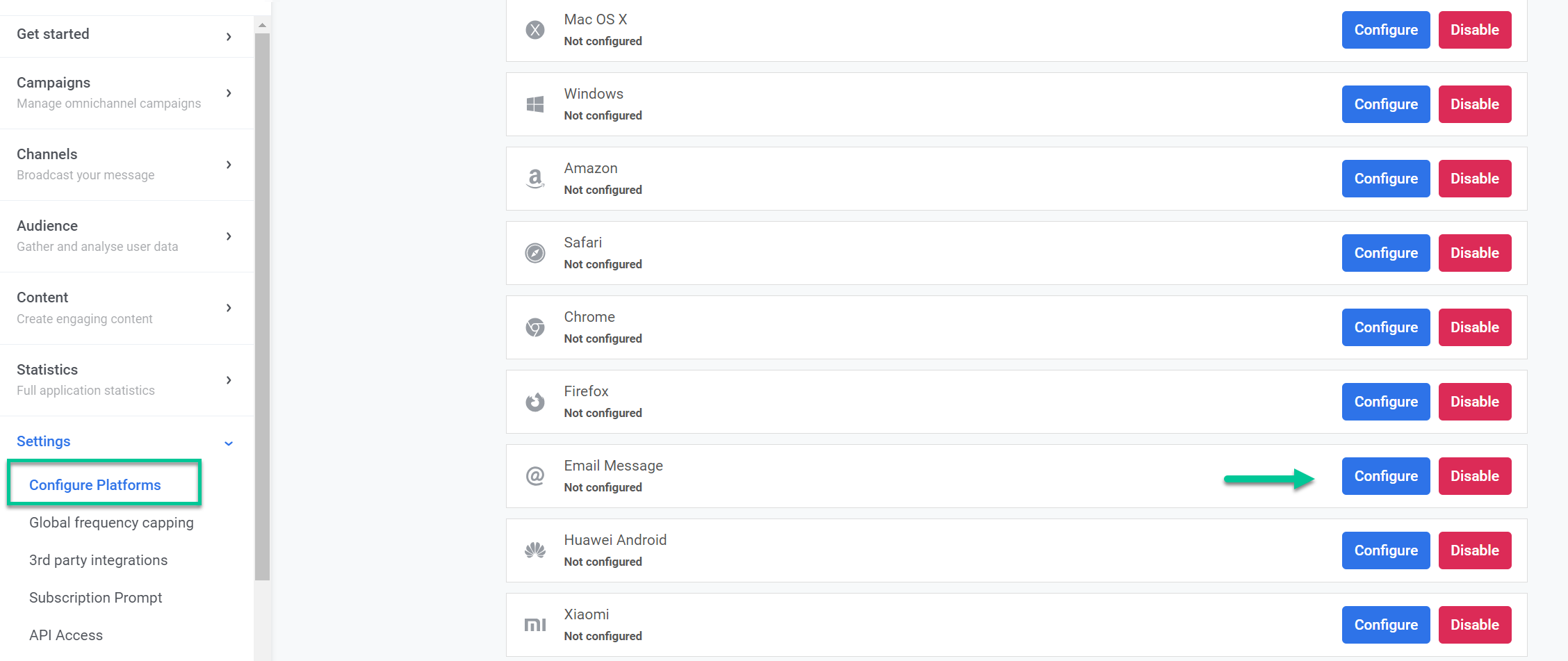 Configure email message