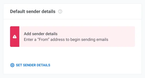 डिफ़ॉल्ट प्रेषक विवरण निर्दिष्ट नहीं है