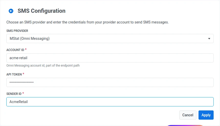 Sending a test SMS message to verify the configured provider