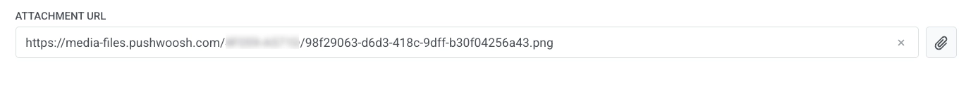 Attachment URL field with paperclip icon to open Media store for the welcome message image
