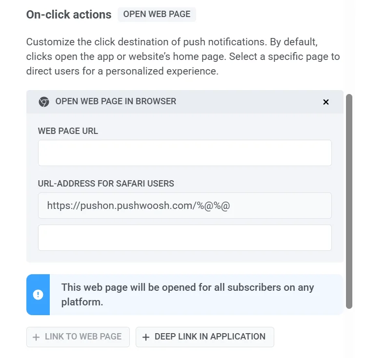 تكوين عنوان URL لصفحة الويب مع خيار عنوان URL خاص بـ Safari