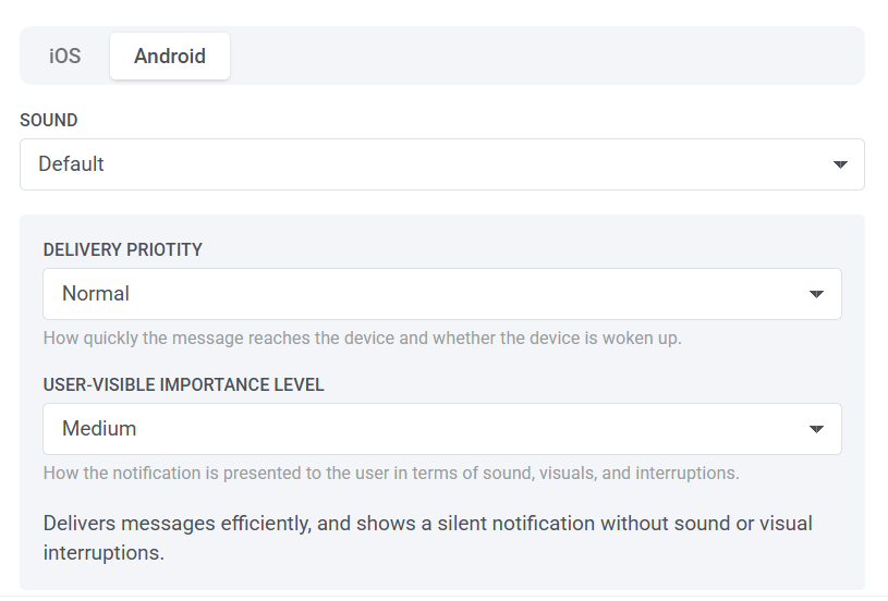 Android notification settings