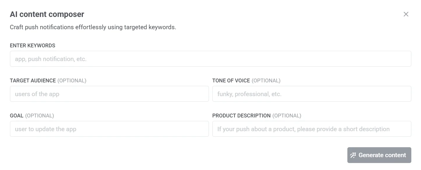 Formular des AI-Composers