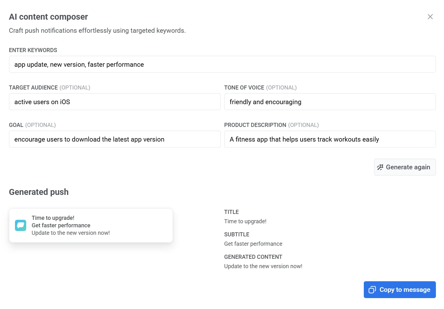 Beispiel für eine Push-Benachrichtigung