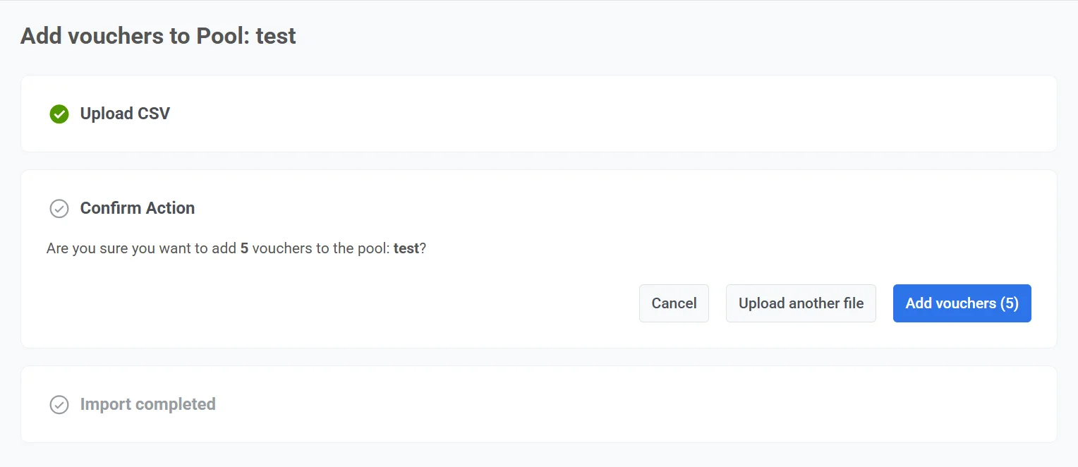 添加优惠券确认界面,显示 CSV 上传和重复项处理选项
