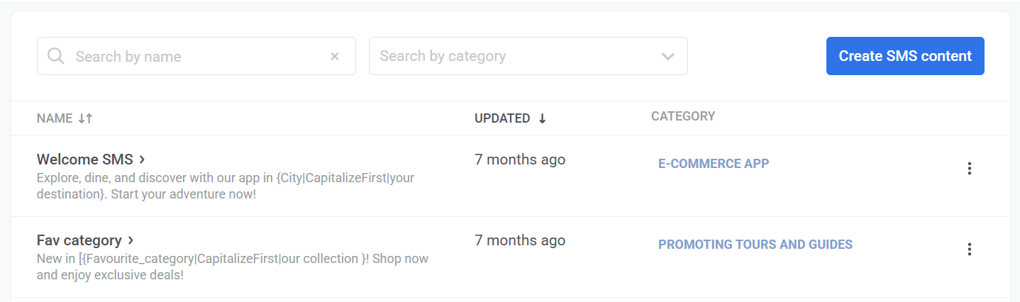 Content categories
