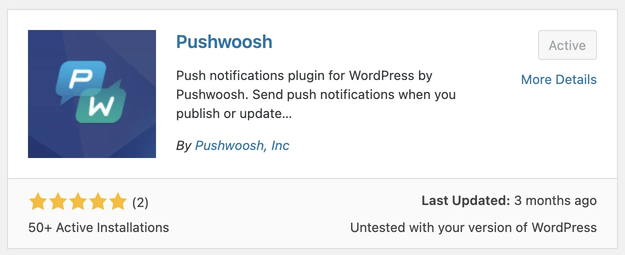 Busca do plugin Pushwoosh no WordPress