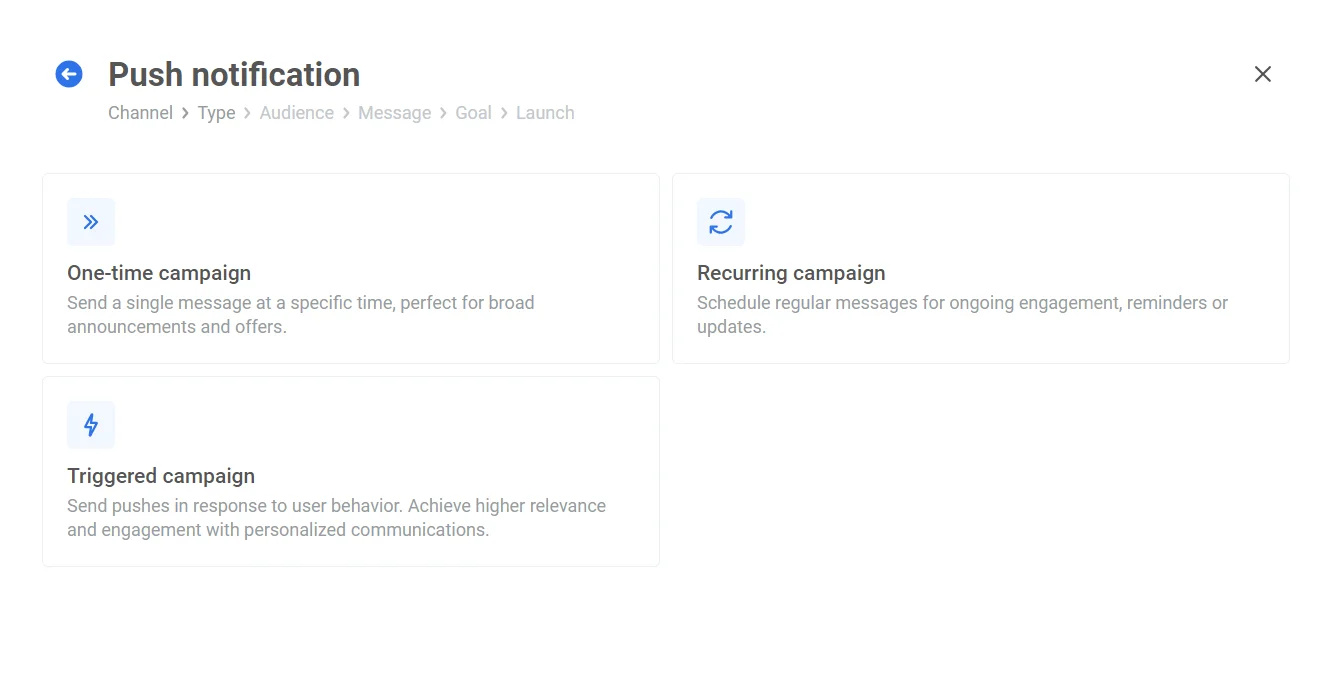 Plantillas de notificaciones push predefinidas en Customer Journey