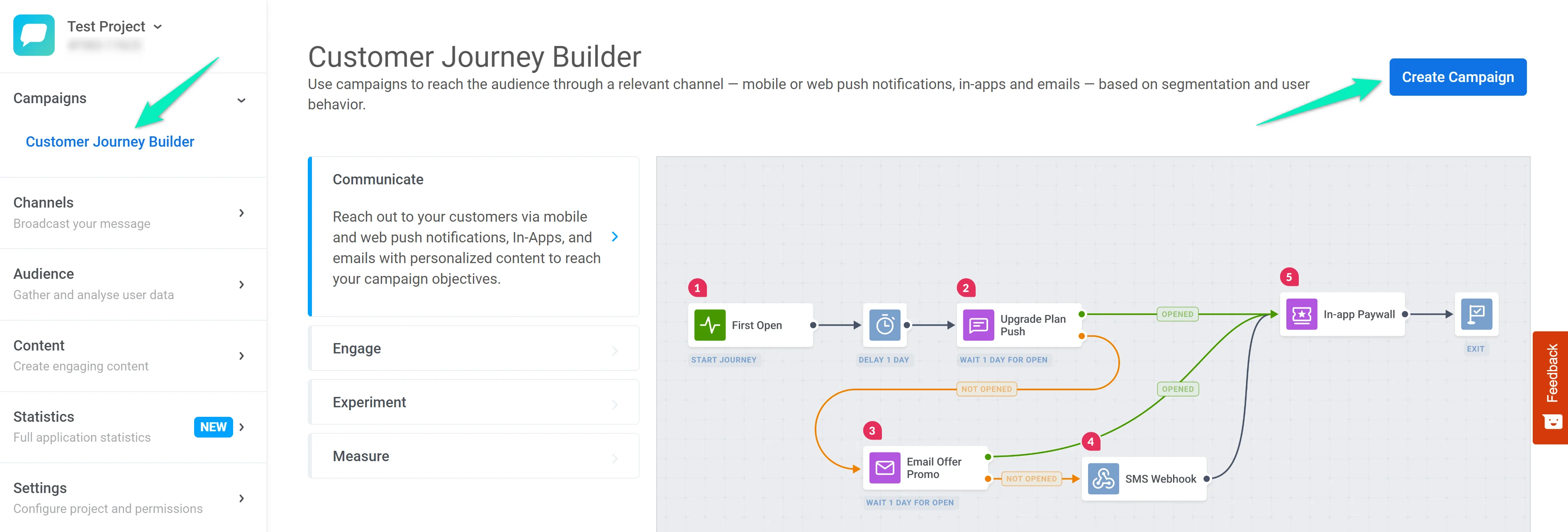 带有“创建营销活动”按钮的 Customer Journey Builder