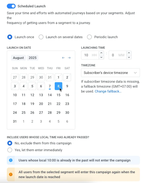 如果启用了计划启动,则进行编辑