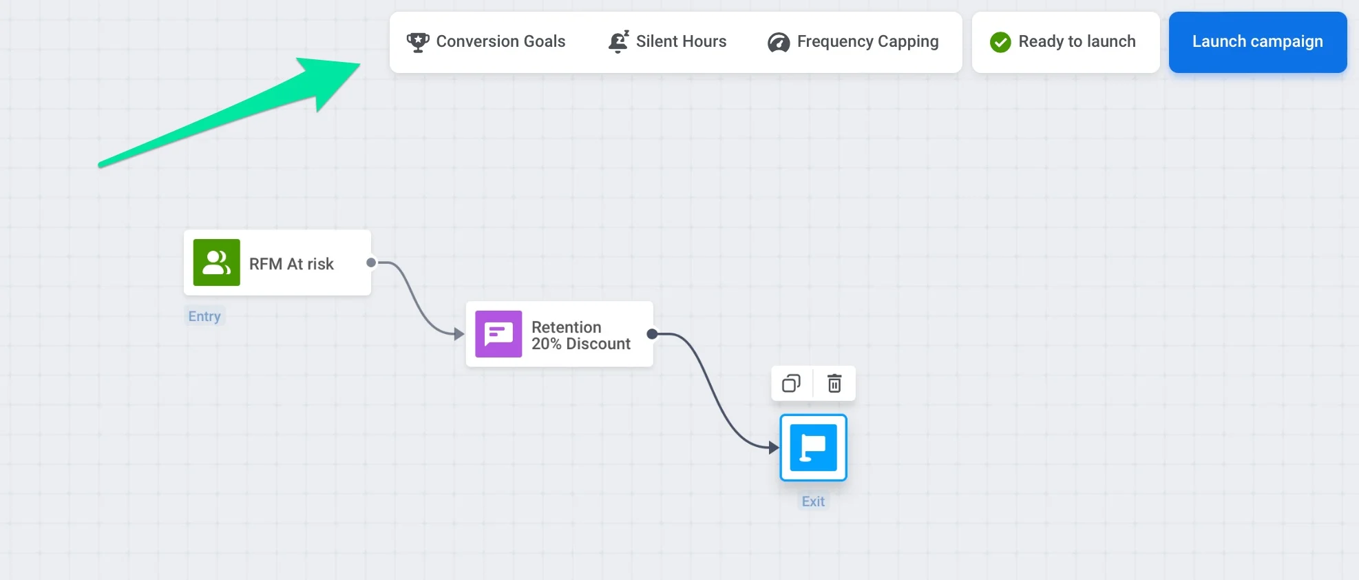 Journey 设置中的转化目标面板