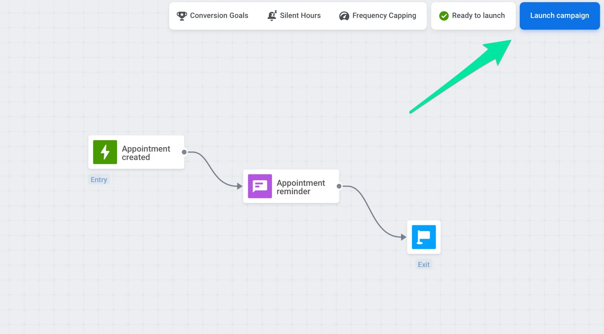 画布上的启动营销活动按钮