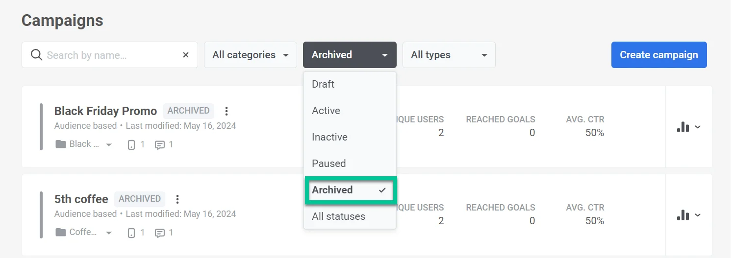 已归档 Journey 列表过滤器