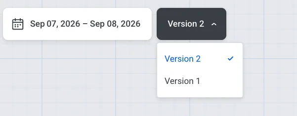Journey canvas top bar with the version selector for switching between existing versions