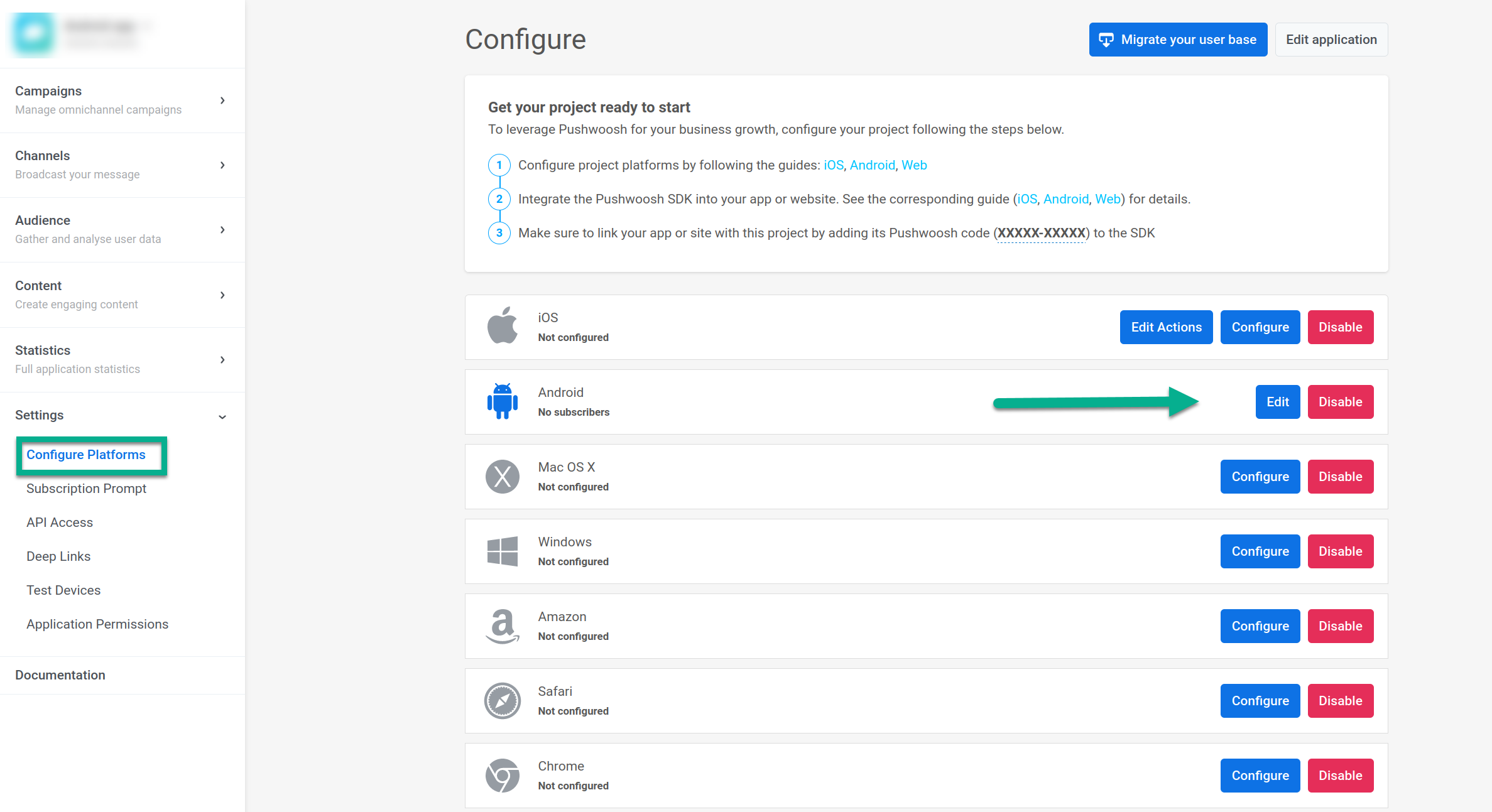 Configuring Android in your Pushwoosh project