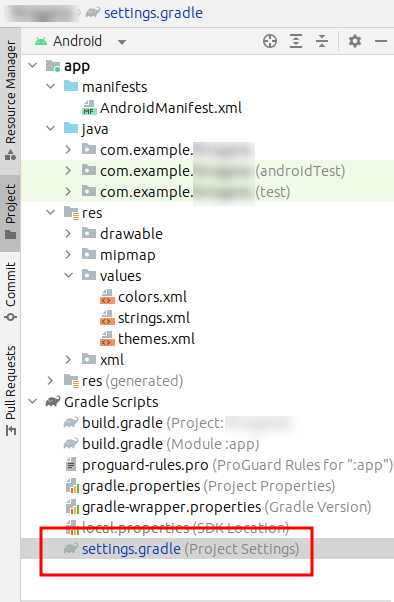 Settings.gradle file in the root directory of a project