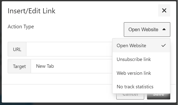링크 작업 유형 선택