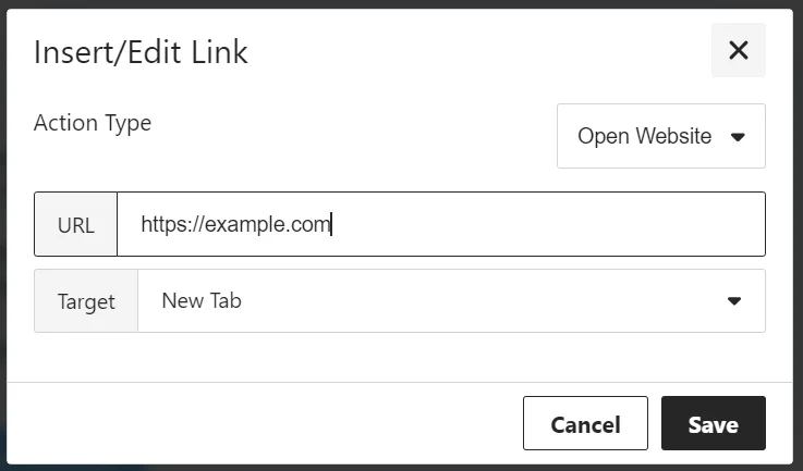 URL 및 대상 탭 설정