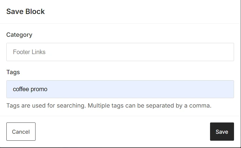 저장된 블록에 태그 추가