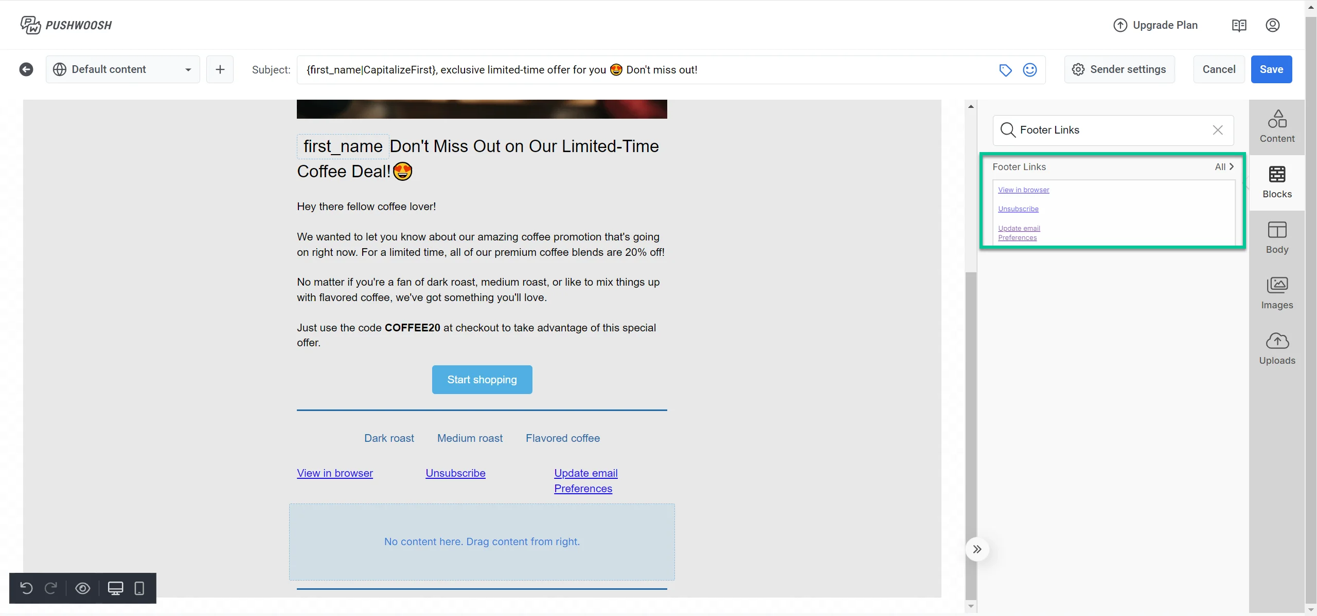 레이블이 지정된 콘텐츠 블록 저장