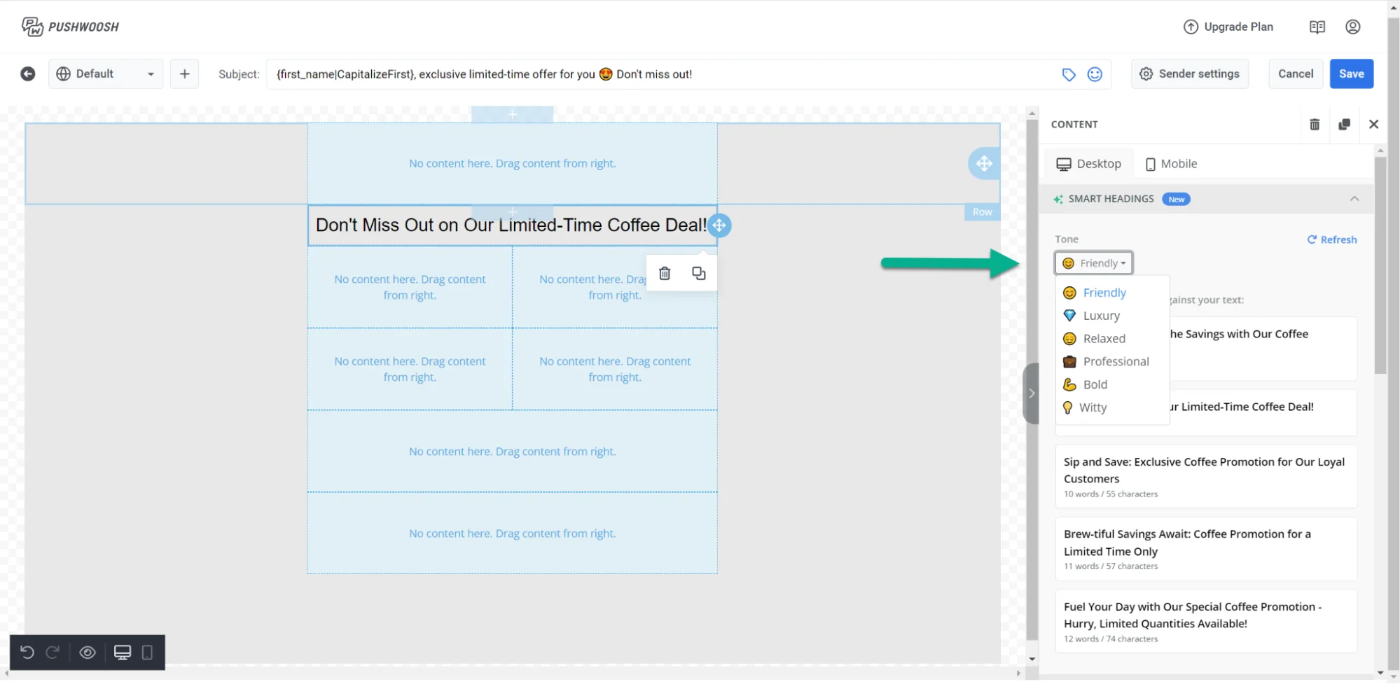 AI 생성 제목의 톤 선택