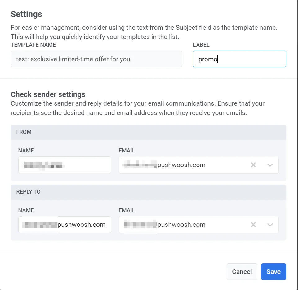 Opciones para previsualizar y guardar el correo electrónico en la interfaz del editor