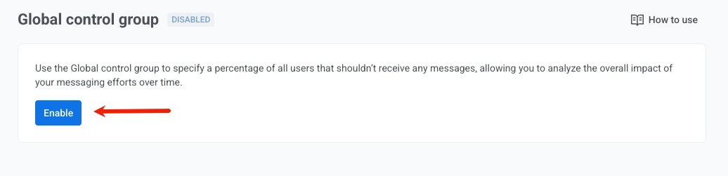Enable button on Global control group settings page