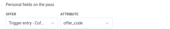Personal fields on the pass com OFFER mapeado para o atributo offer_code