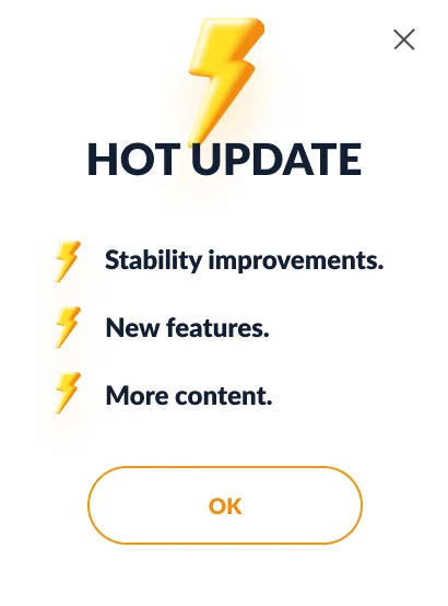 قالب إعلان تحديث التطبيق يعرض الميزات والتحسينات الجديدة