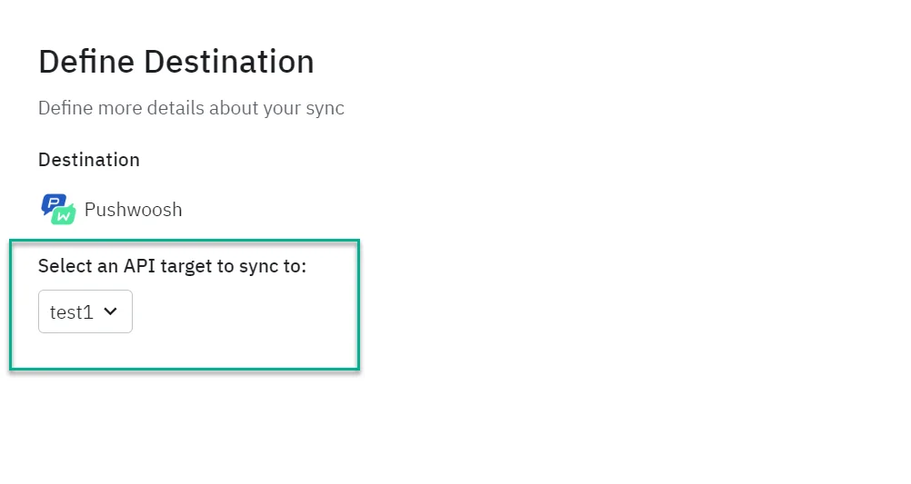 동기화 대상으로 Pushwoosh 선택하기