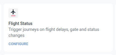 Flight Status card in the 3rd-party integrations list, showing its description and Configure button