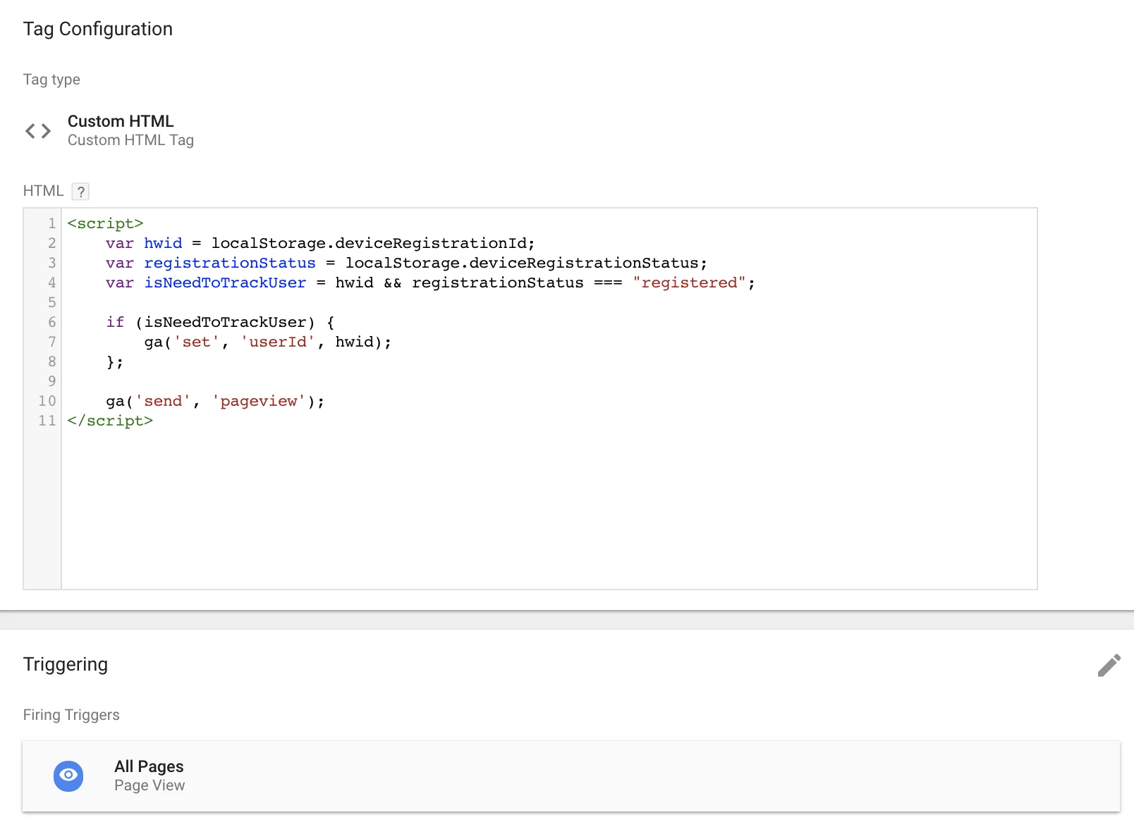 带有 User ID 的 Page View 标签配置