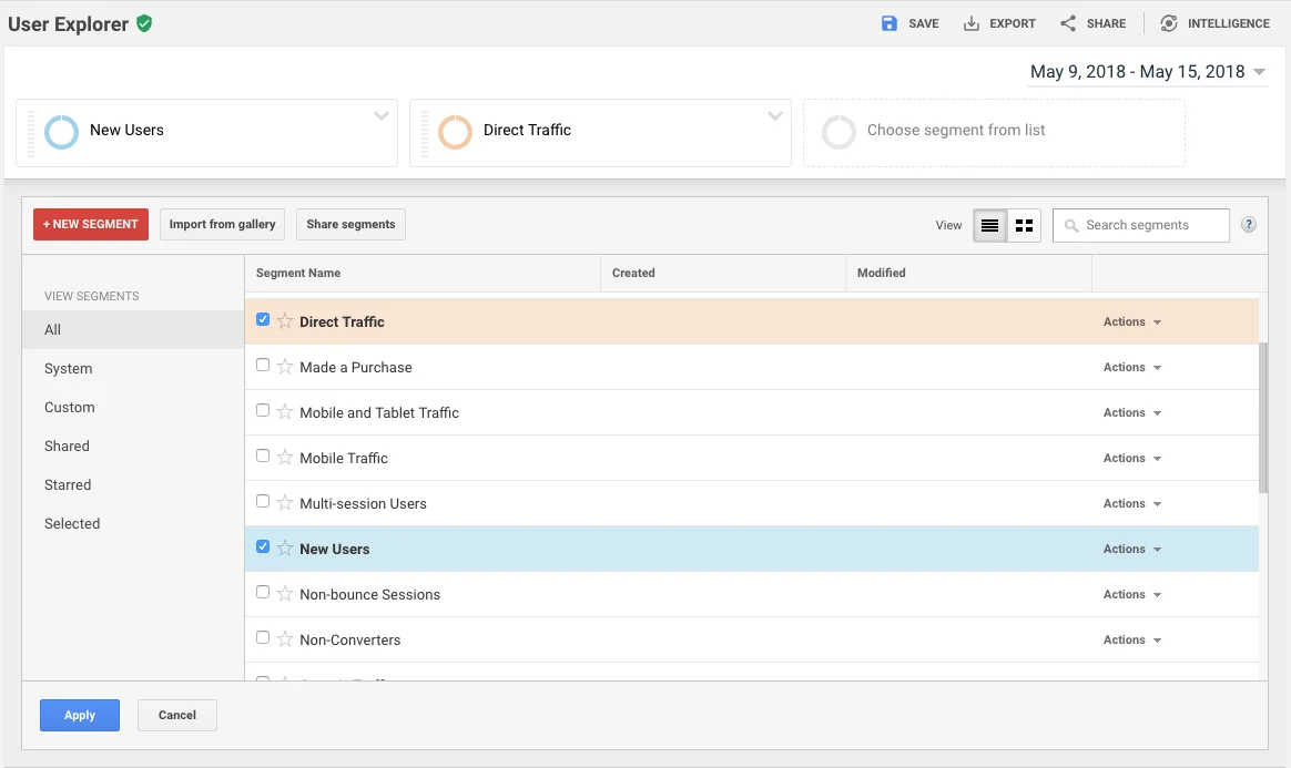 用于将受众划分为细分的新细分按钮