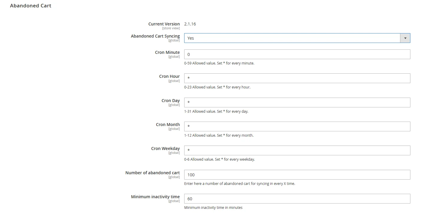 废弃购物车同步配置设置