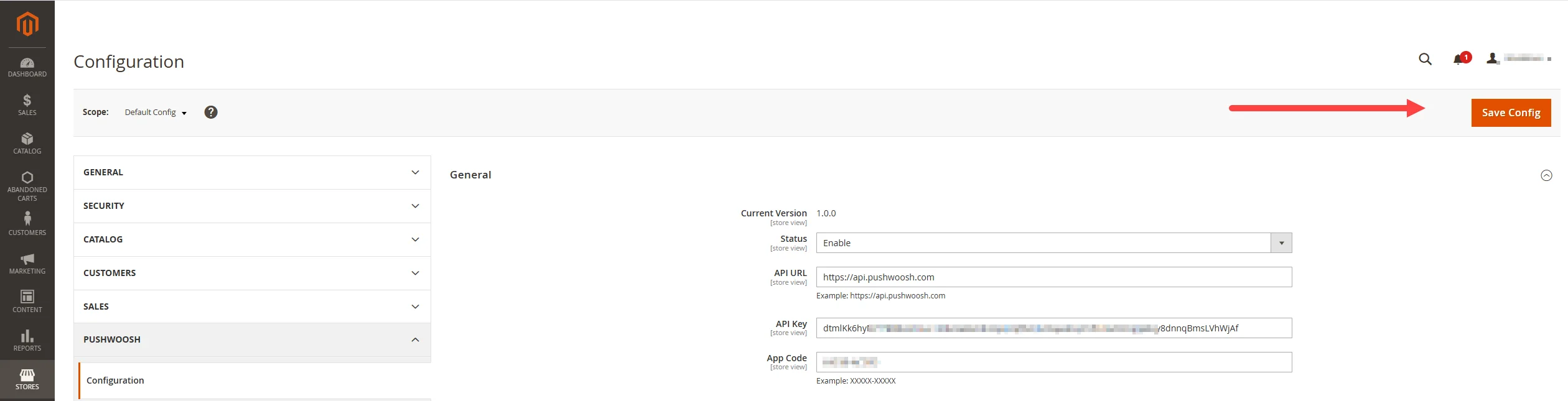 Magento 管理面板中的 Save Config 按钮