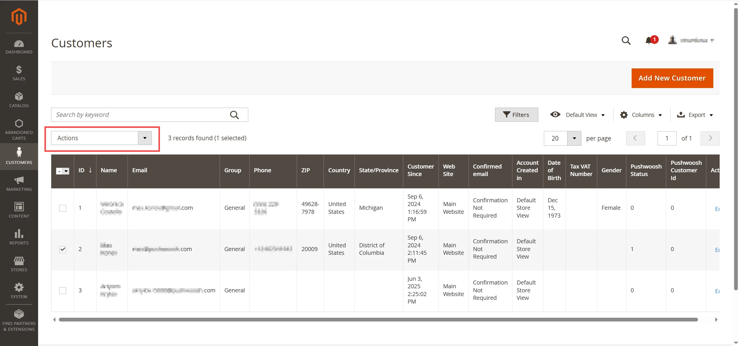 针对客户的 Sync to Pushwoosh 操作