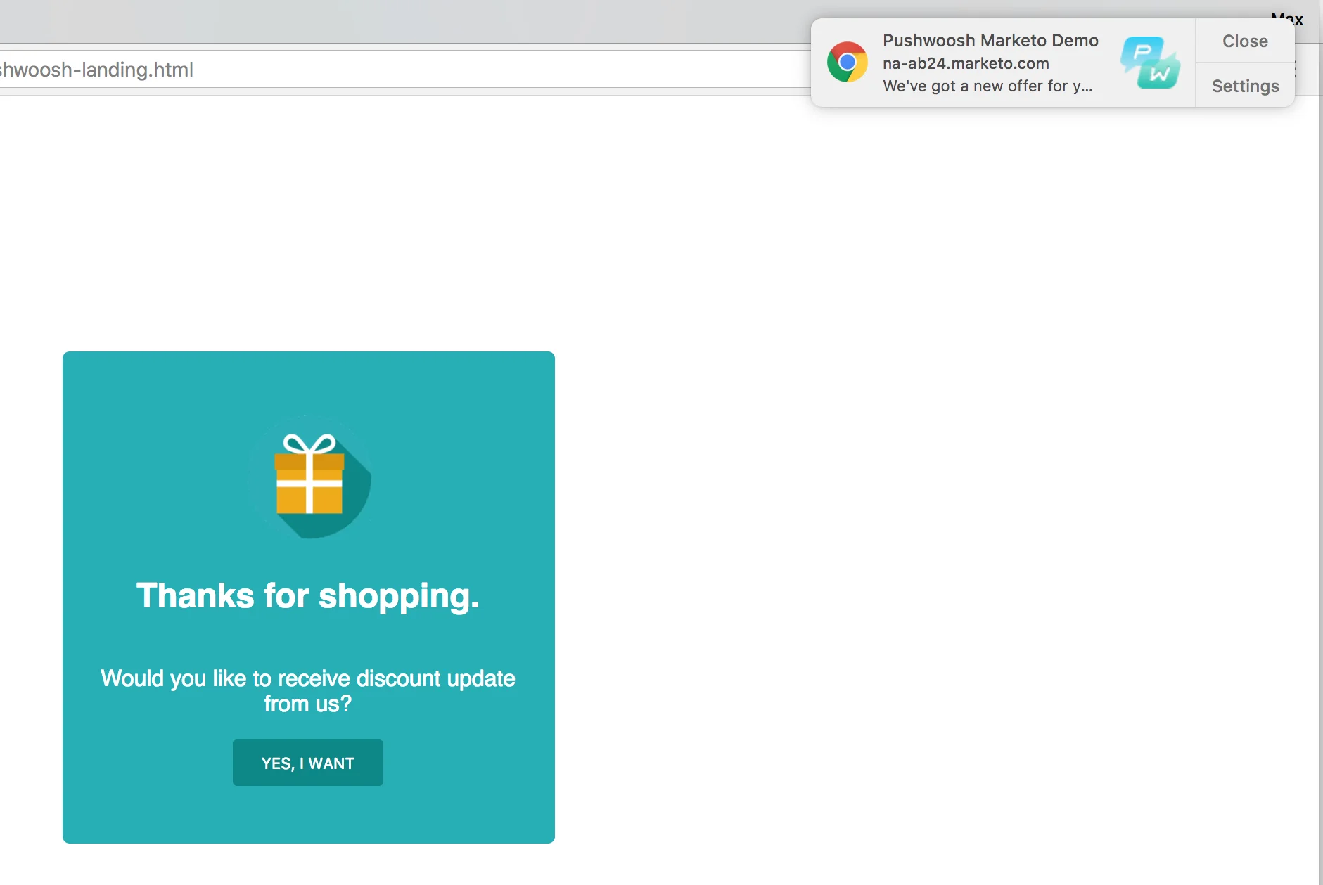 Marketo 自动推送通知发送成功