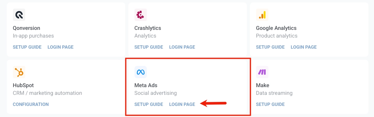 Meta Ads integration setup in Pushwoosh — connecting the ad account and selecting a Custom Audience