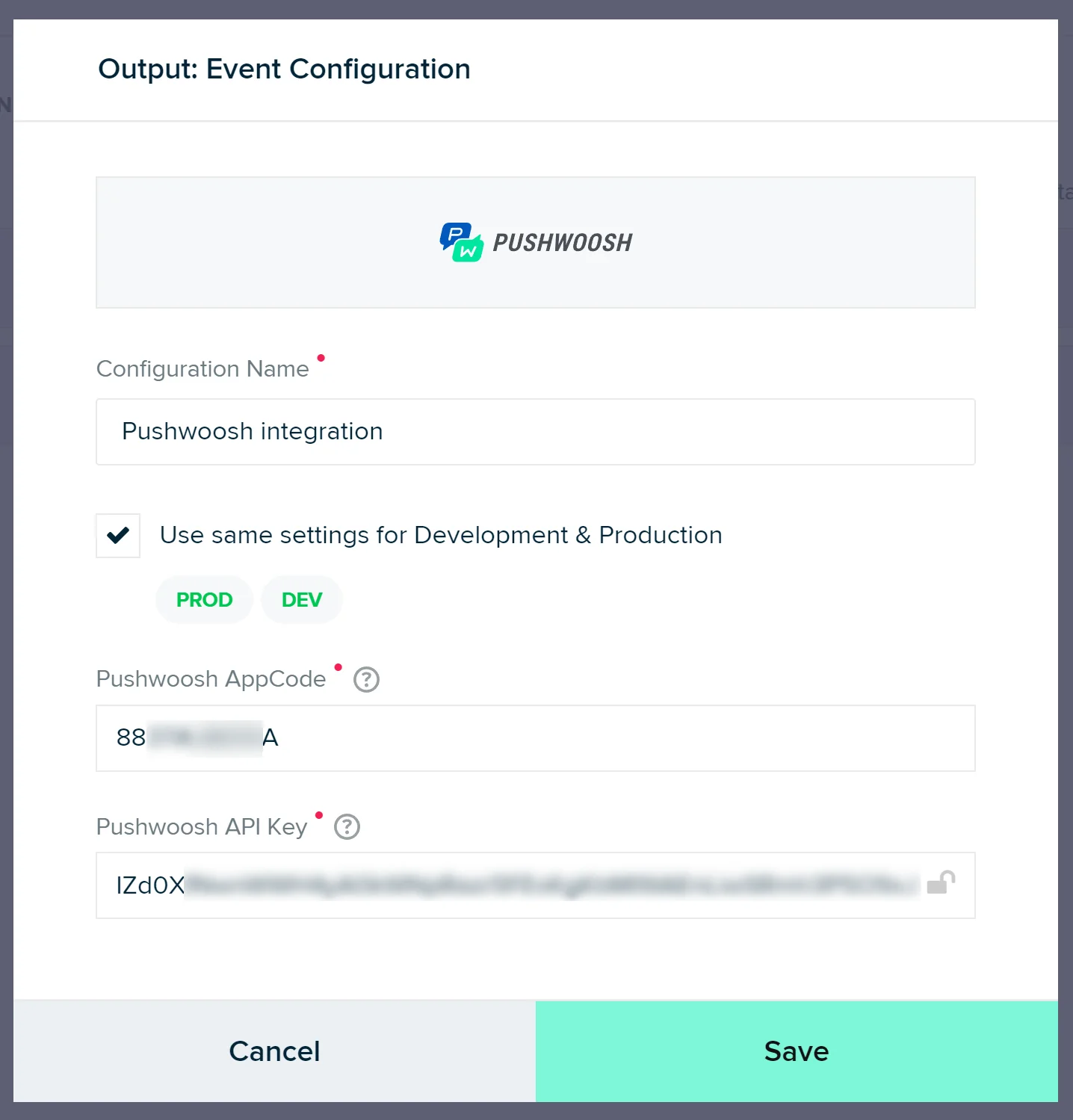 Pushwoosh इंटीग्रेशन के लिए कॉन्फ़िगरेशन सेटिंग्स