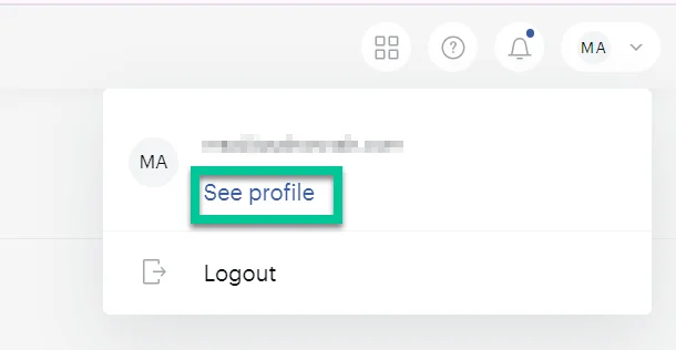 قائمة الملف الشخصي للحساب في Piano
